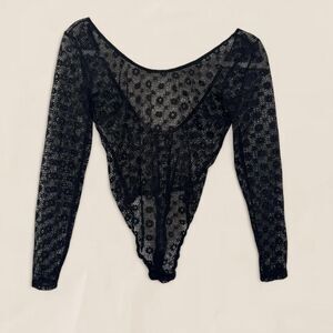 Victoria's Secret black lace bodysuit | size XS lace floral coquette goth